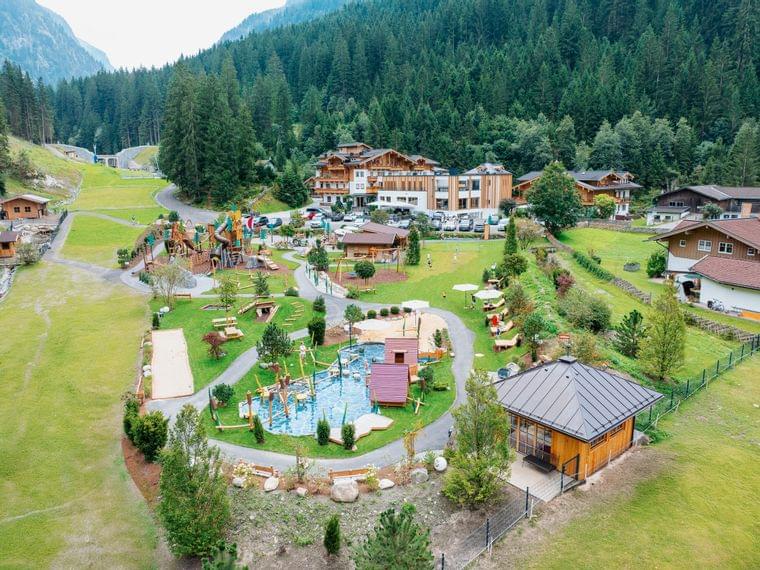 Adventure playground at the Hotel Habachklause View of the Habachklause adventure playground from above